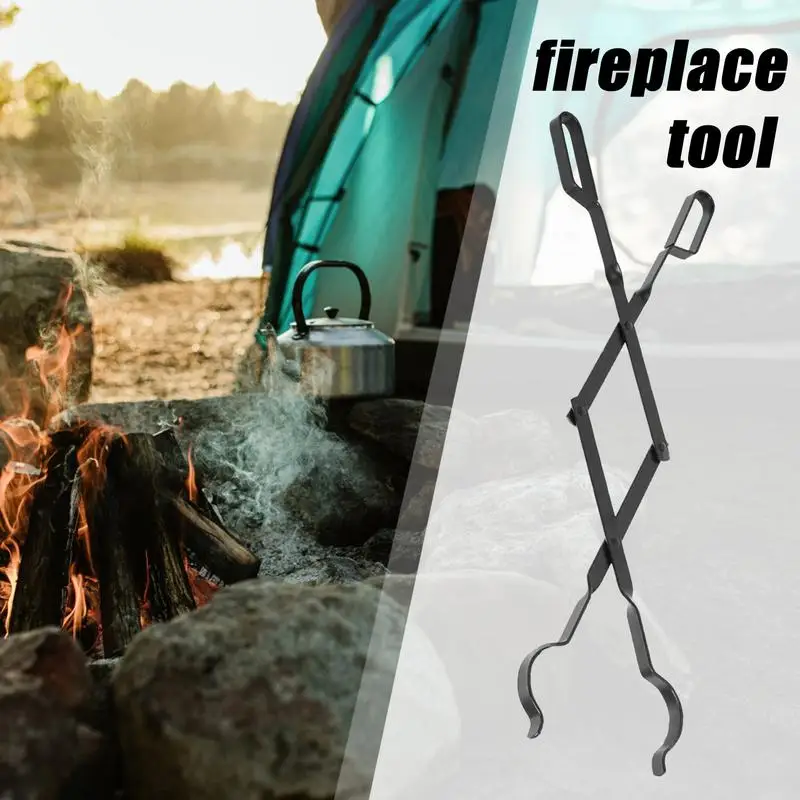 

Fireplace Tongs Log Grabber Campfire Fire Pit Tongs Rustproof Wood Stove Fire Place Tools Safely Moves Firewood Wood-Burning