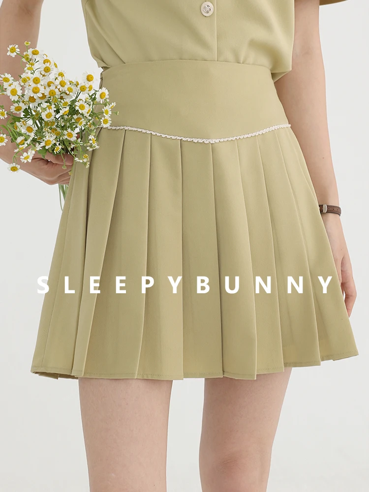 

High Waist Pleated A-Line Skirt for Petite Girls Summer Preppy Style Mini and Midi Skirt Options Elegant Uniform-Inspired Design