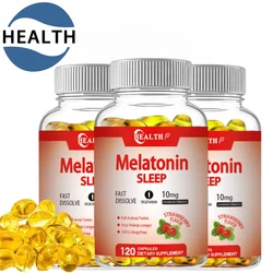 Melatonin 10mg, Sleep Dietary Supplement, 120 Strawberry Flavored Capsules, Contains Melatonin - Healthy Sleep