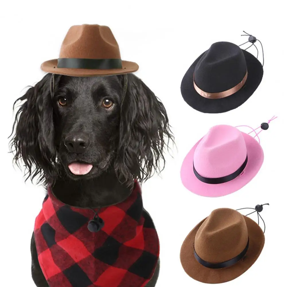 Stylish Pet Hat  with Adjustable Rope All-matched Puppy Cap  Cowboy Hat Cat Dog Cap