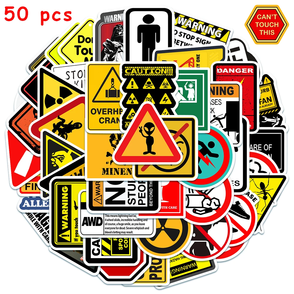 50pcs Prohibition Sign Stickers Funny DIY Decals For Laptop Guitar Luggage Phone Fridge Stationery Graffiti Stickers