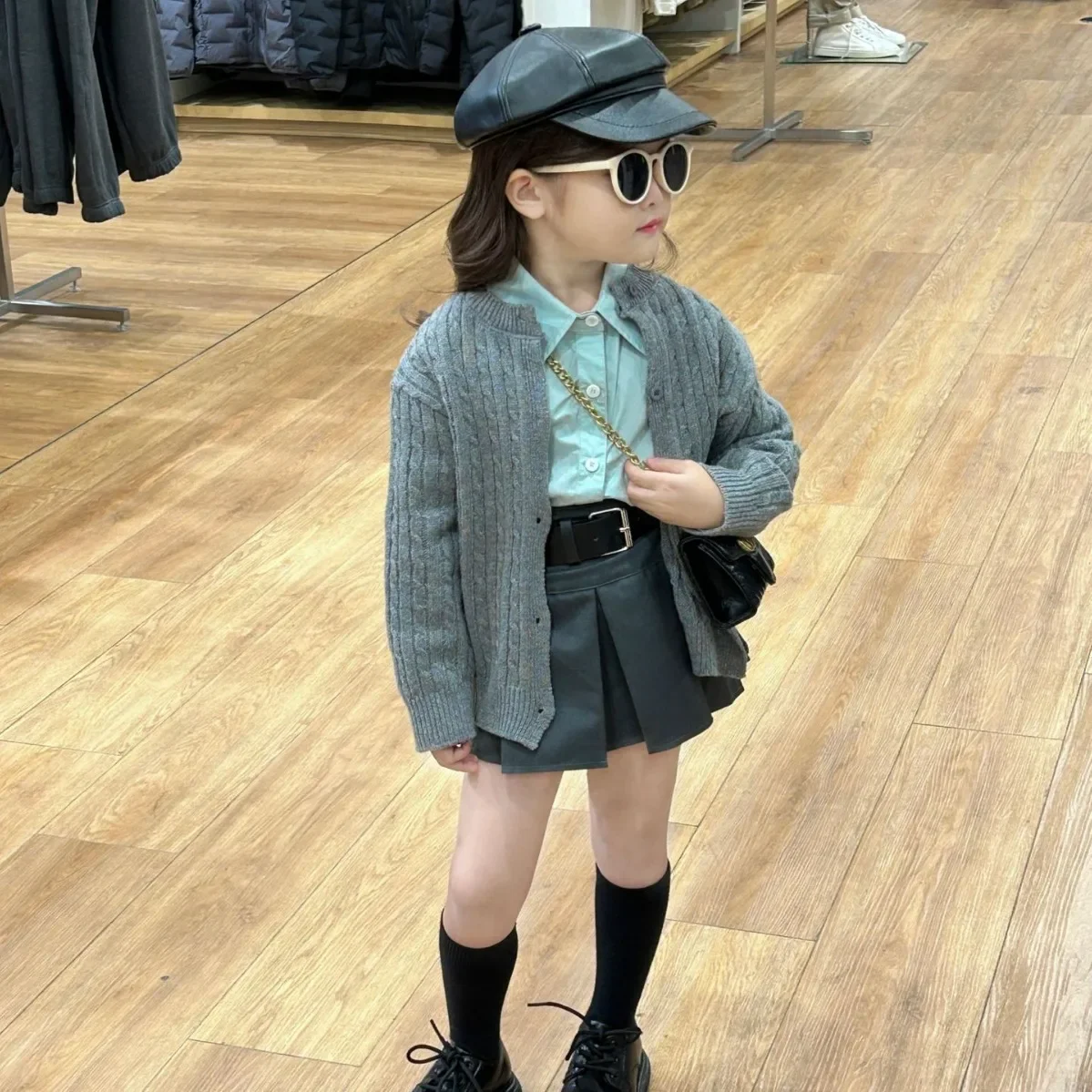 Children Clothing 2024 Spring New Girls Cardigan Skirt Suit Baby Girl Sweater Coat Shirt Fashionable Casual