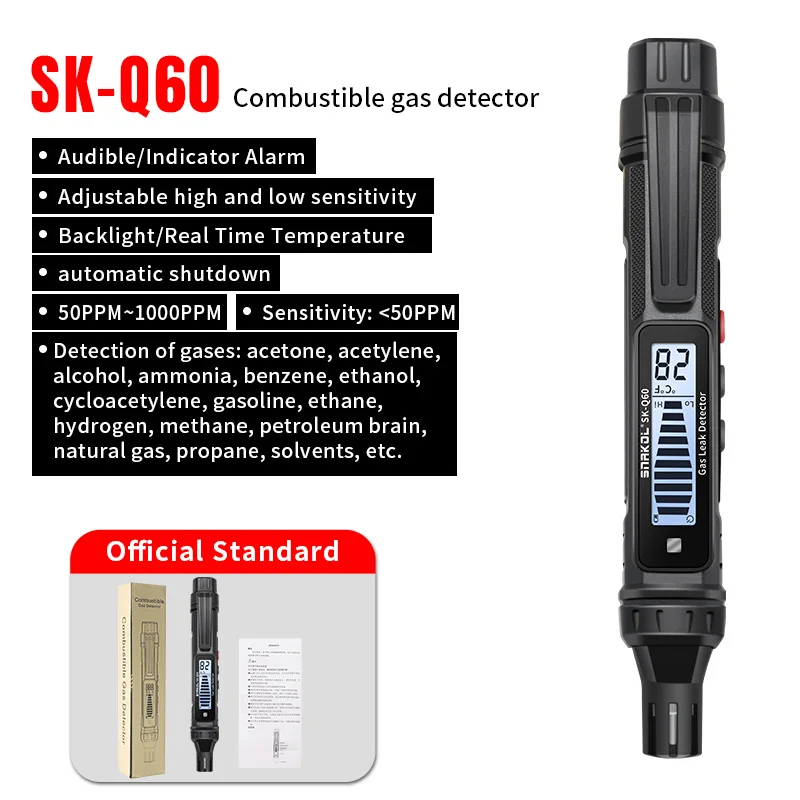 Neue Tragbare Brennbare Gas Detektor Gas Leck Tester 1000PPM Sound & Bildschirm Alarm Gas Sniffer Test Werkzeuge Für Natürliche Methan