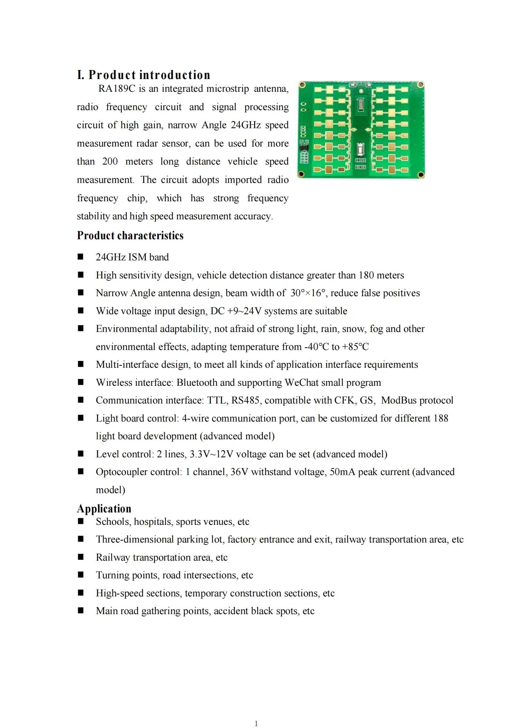 24GHz  velocity radar sensor for long-distance speed measurement of more than 200 meters