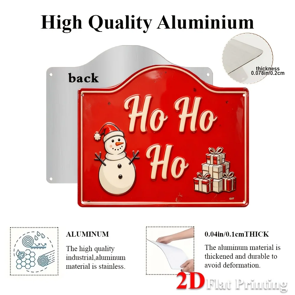 1pc 2D Flat Aluminum Sign Artwork Showcasing A Snowman And Christmas Presents, Ideal For Festive Home Decoration, Holiday Shop