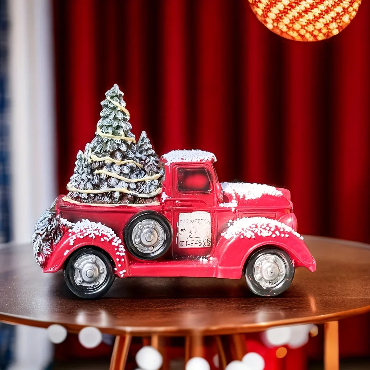 1pcs Resin Ornaments Crafts Christmas Karting Car Red Pull Christmas Tree Desktop Home Decorations Decorations