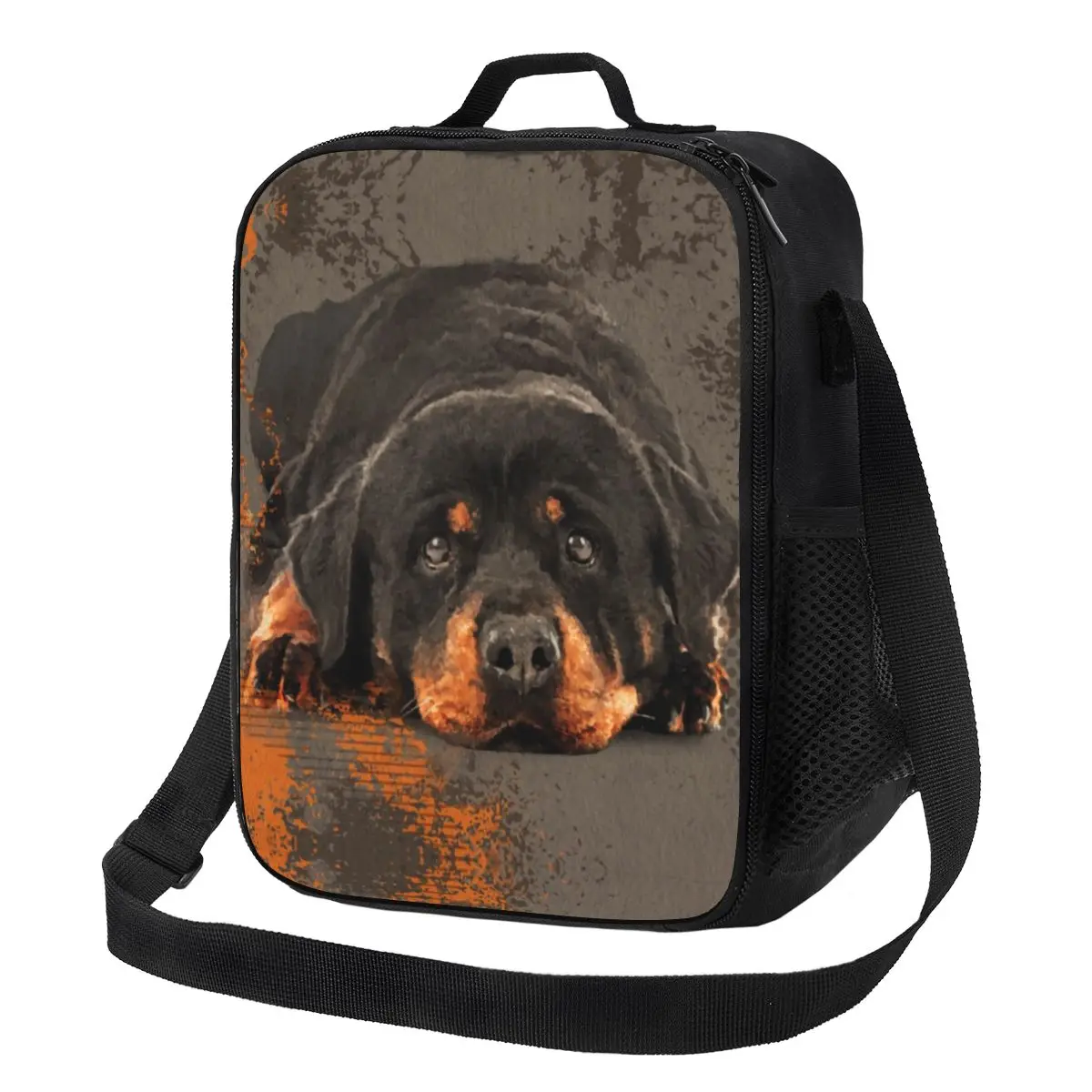 Custom Cute Rottweiler Dog Lunch Bag Women Thermal Cooler Insulated Lunch Box for Kids School