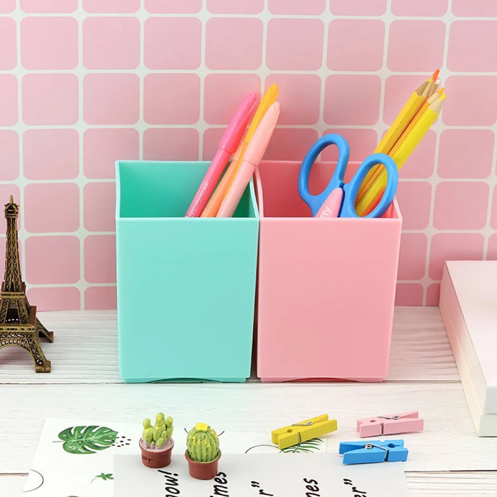 

2Pcs Wear Scratch Resistant Pen Holder Perfect Gift Item for Kids Adults Desk Organizer White Plastic Square Pen Holder
