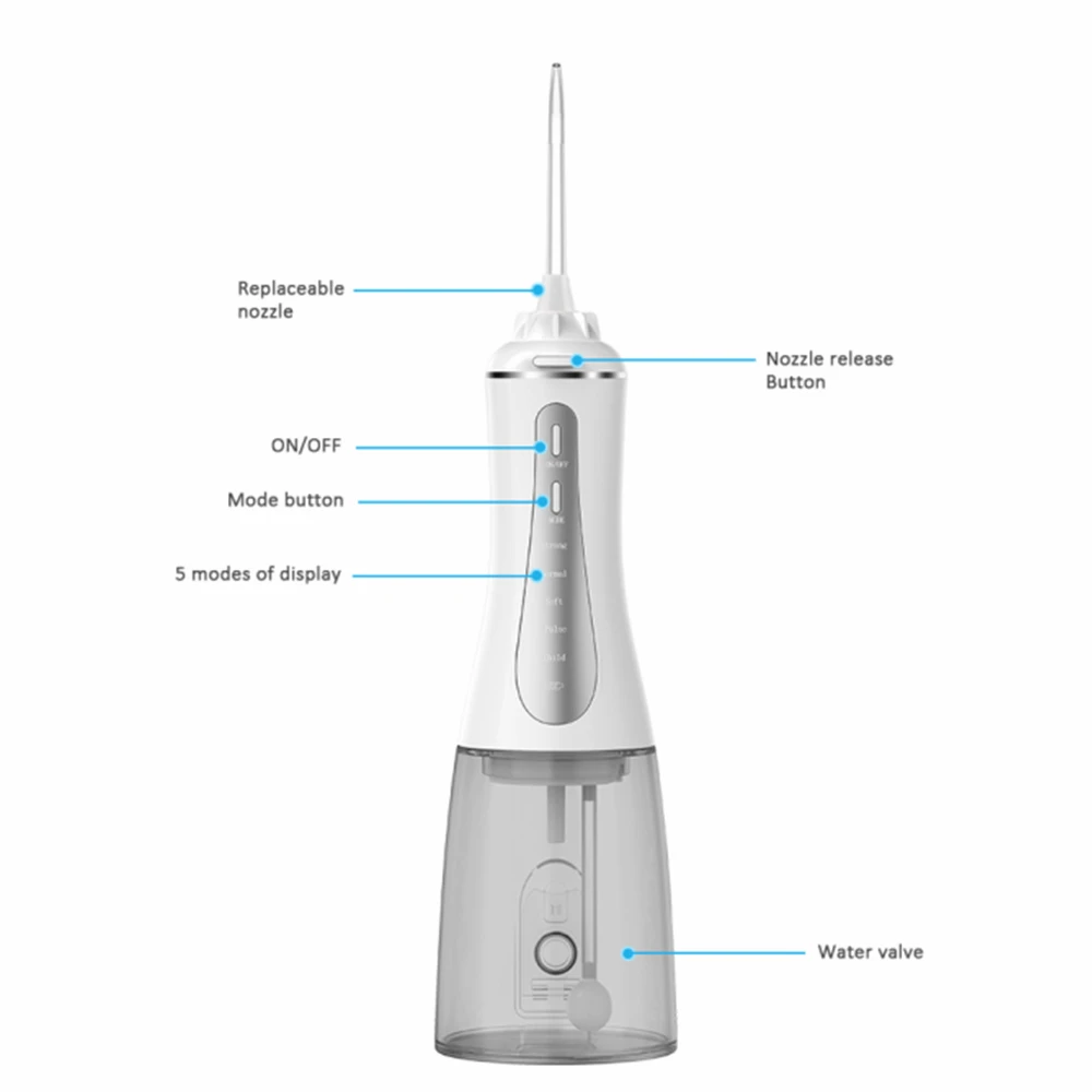 وصول جديد fairywill350 مللي المحمولة عن طريق الفم الري USB قابلة للشحن الأسنان المياه دودة الحرير النفاثة الري الأسنان نظافة الأسنان #6