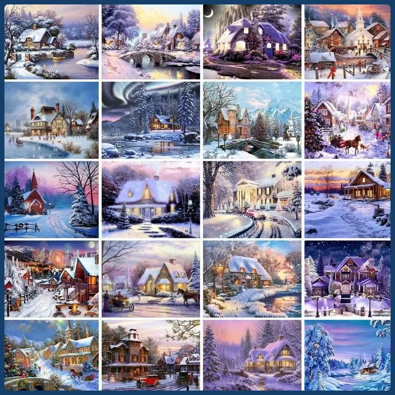 

Картина по номерам, рисунок снежного дома на холсте, зимний пейзаж, картины «сделай сам», наборы по номерам, ручная роспись, домашний декор