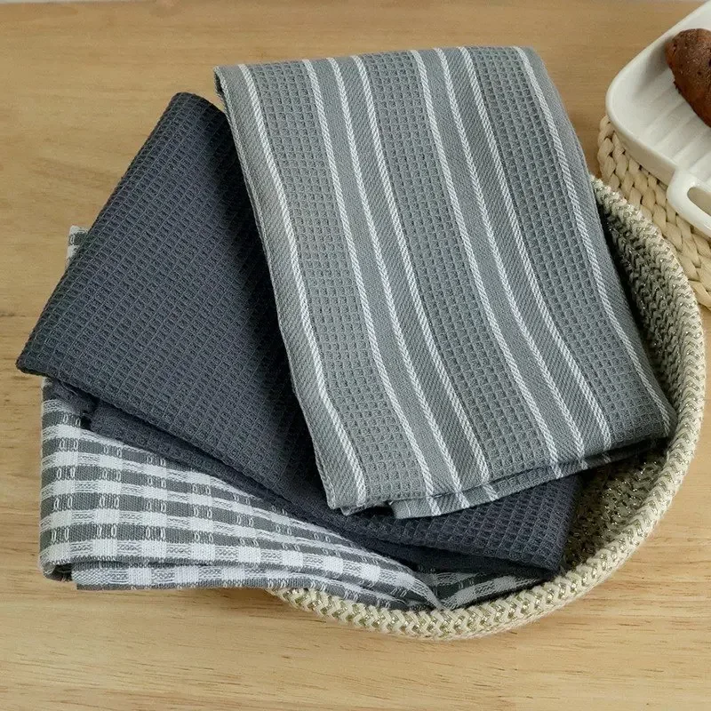 1set Kitchen Towels Classic 100% Natural Cotton Tea Towels Dish Cloth Absorbent Lint-Free Machine Tableware Household Towel