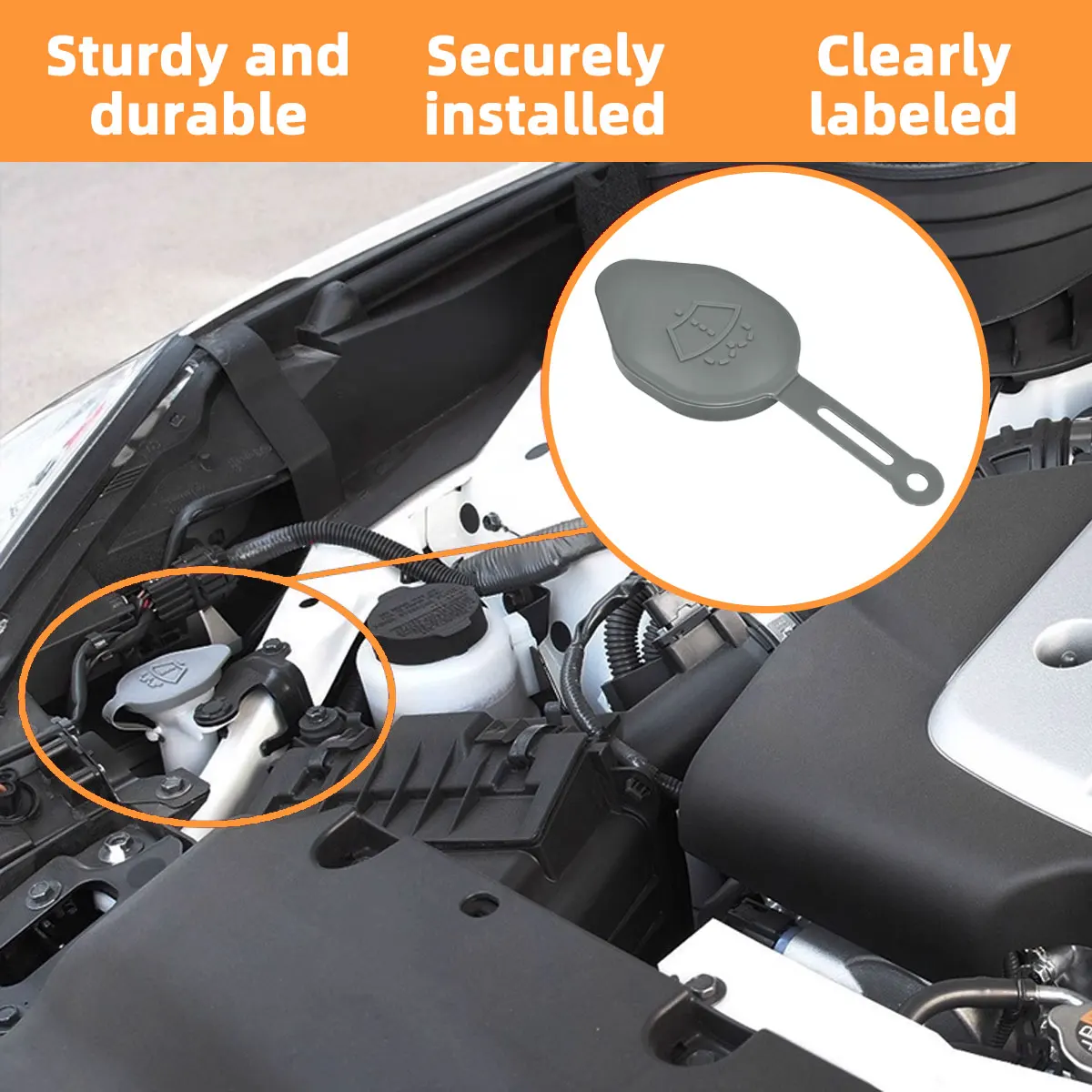 1 Stück grauer Scheibenwischer-Waschflüssigkeitsbehälterdeckel für Nissan Murano 370Z 350Z Infiniti EX35 G25 G35 Q40 Q60 QX50, 28913-JK60A – Detail 4