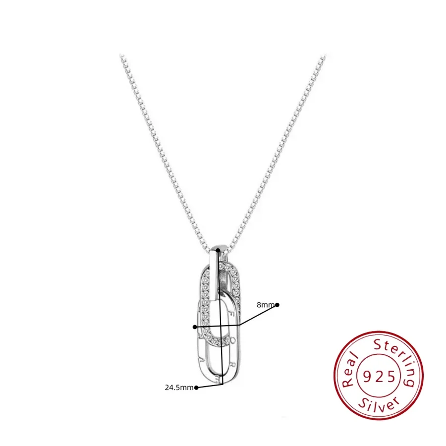 

S925 Sterling Silver Interlocking Letter Necklace Women's Niche Design Collar Chain European-Style Silver Jewelry Necklace