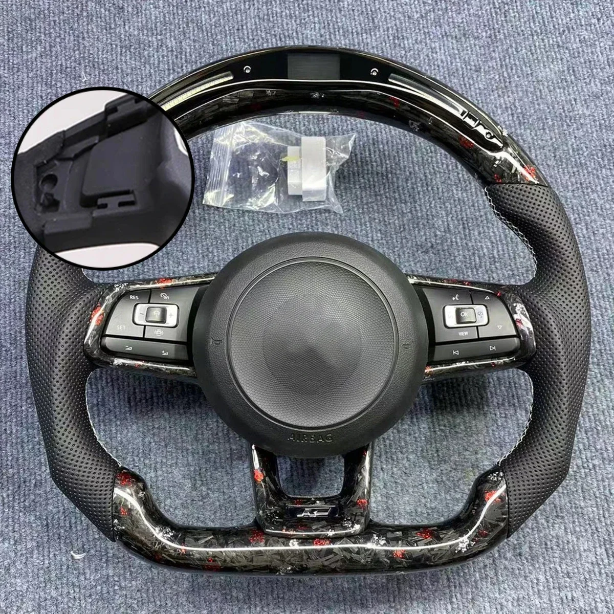 

LED Forged Carbon Fber Steering Wheel Upgrade Modification For VW Golf 7 MK7 Passat Passat CC Jetta 2014~2020 Customized Wheel