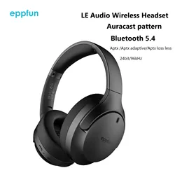 eppfun LE Audio Over Ear Bluetooth 6.0 Headphones with mic,Aptx Lossless/LC3/Auracast Headset for Music Gaming TV Watching QC308