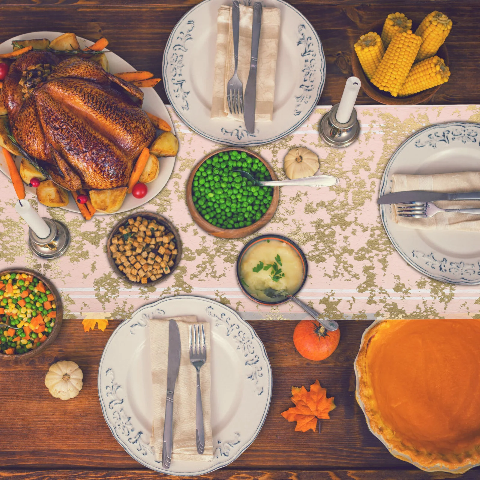 

Bronzing Table Runner Polyester Wedding Dining Table Decor Floral Wrapping Mesh Luxury Shimmer Birthday Party Centerpiece