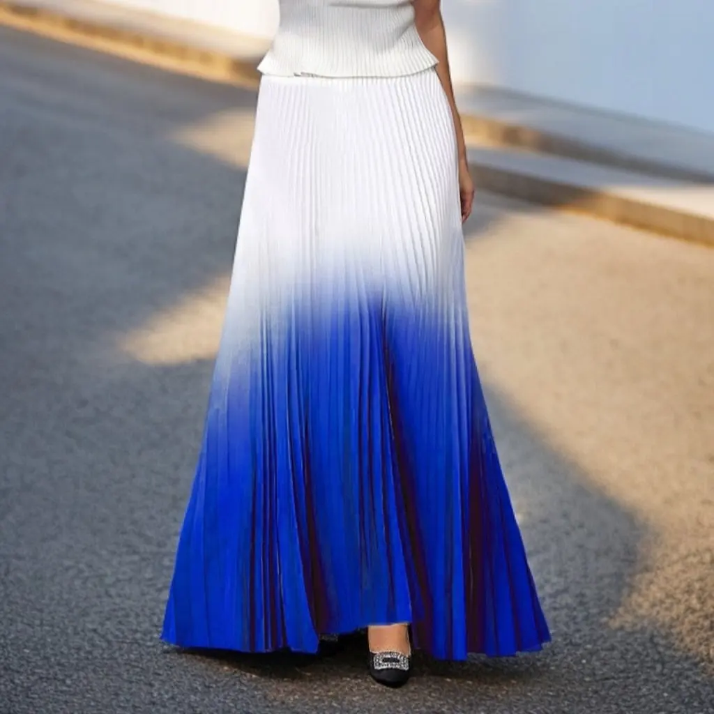 

Women's Gradient Pleated Long Skirt European And American Style Independent Station Fashion Spring Summer New Arrival