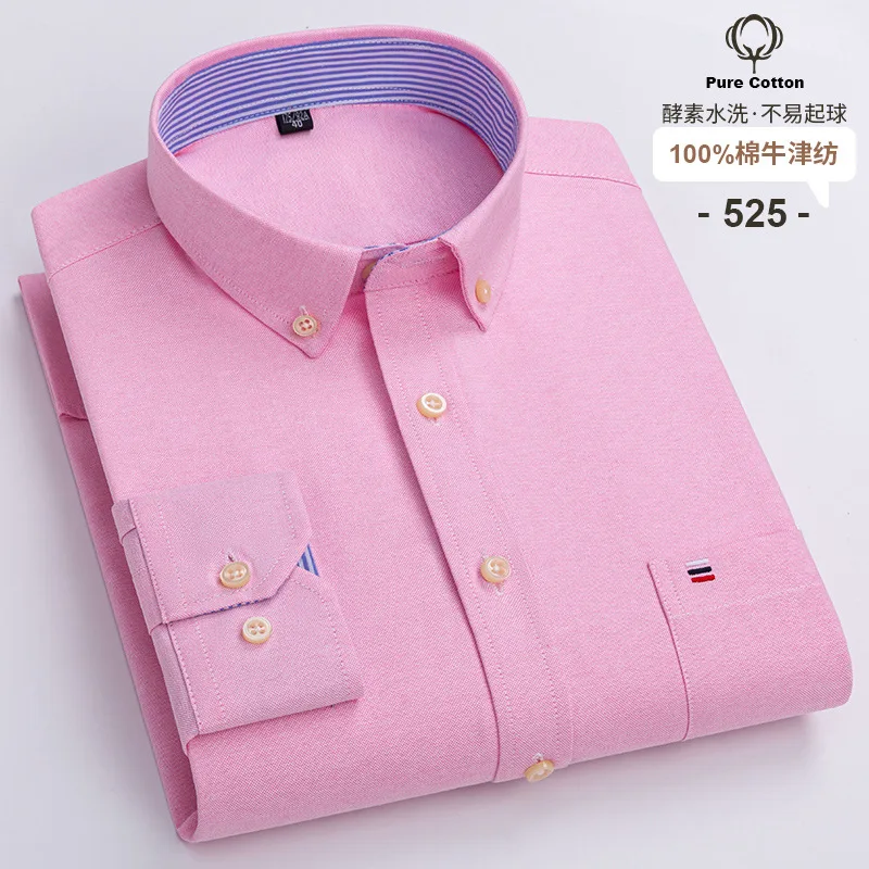 7XL 8XL new men\'s long-sleeved shirt Plus size Spring/Summer 100% cotton Oxford check free ironing High quality breathable