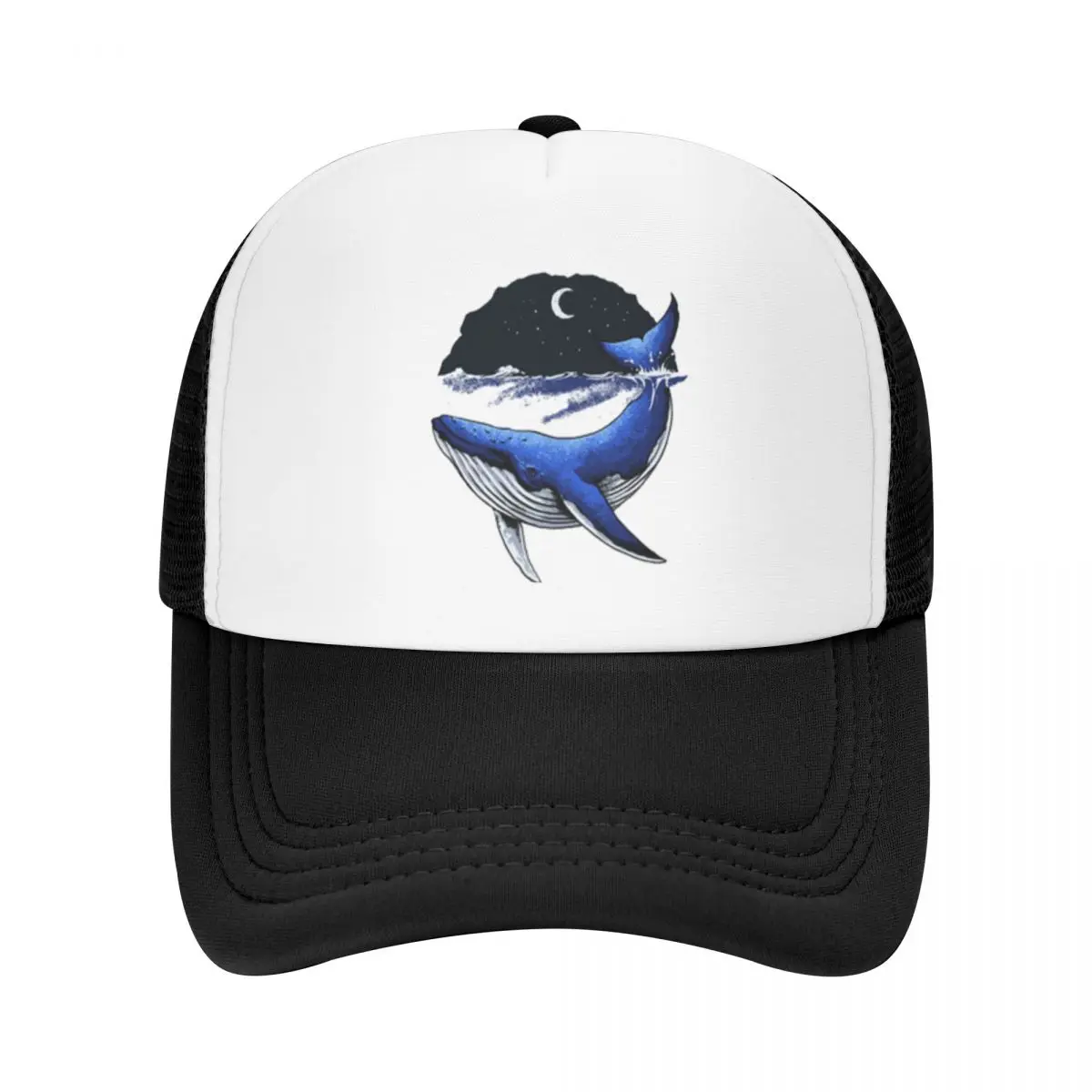 Blue Whale Sea Moon Fashion Mesh Baseball Cap Womens High Qualiy Trucker Hat New Trend Sunscreen Hat