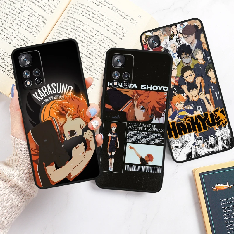 

Anime Haikyuu For Redmi Note 13 12 Turbo 11T 11P 11E 11S 10T 10S 10 9 Pro Plus Max Silicone Black Phone Case
