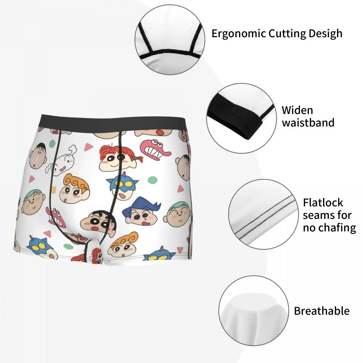 School Friends Crayons Shin-chans Men Underwear Boxer Briefs Shorts Panties Novelty Polyester Underpants for Male