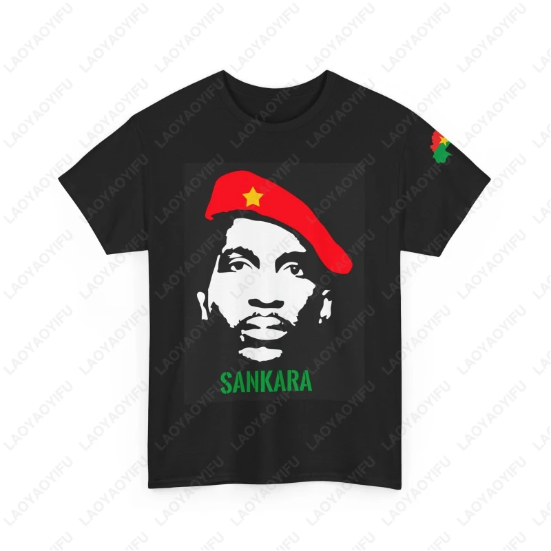 Sankara Portrait Burkina Faso High Quality Cotton Tee Ibrahim Traore Dream Clothes Men Women Patriotism Trend Tops Unisex Tshirt