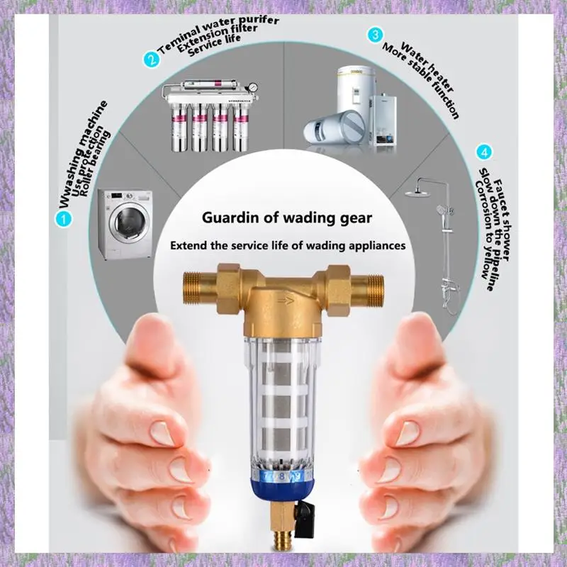 

A63K-Whole House Spin Down Sediment Water Filter Central Prefilter System Backwash Stainless Steel Mesh B