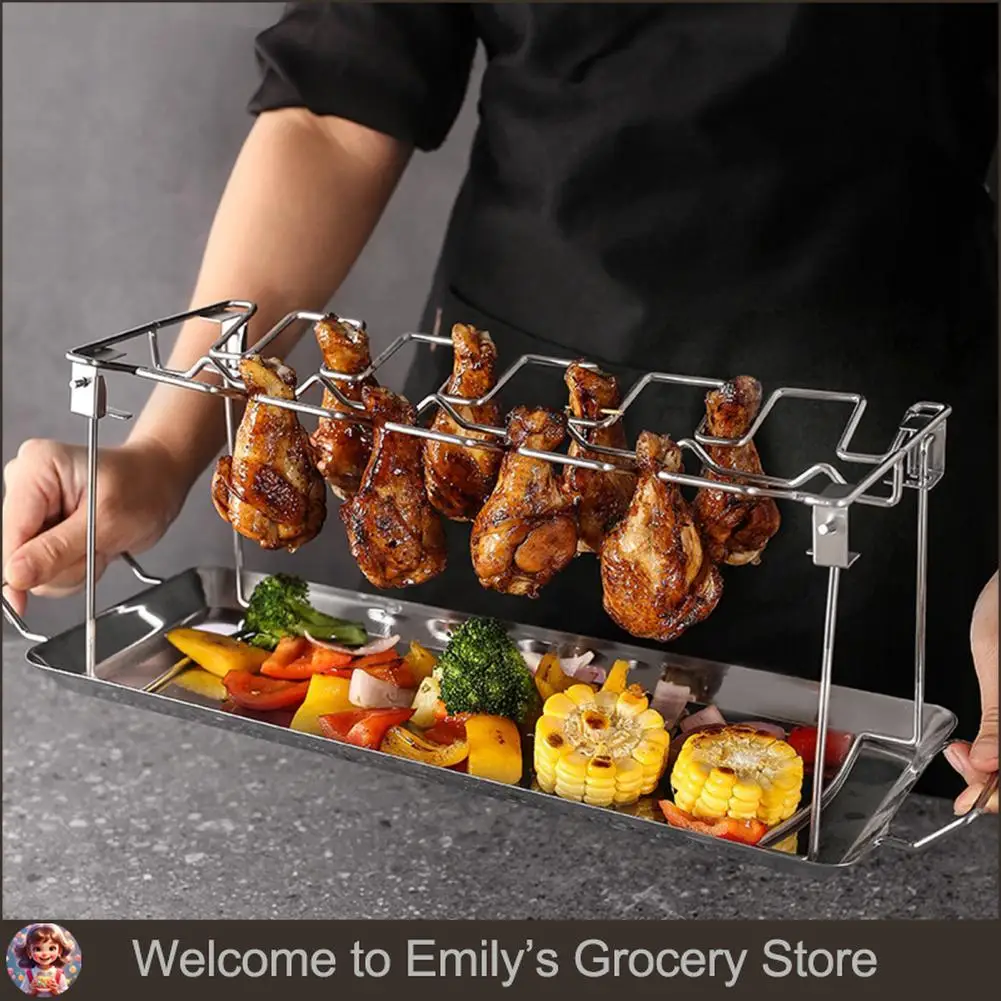 

Spot stainless steel grilled chicken leg rack barbecue grill barbecue grill BBQ barbecue tools outdoor portable chassis grill