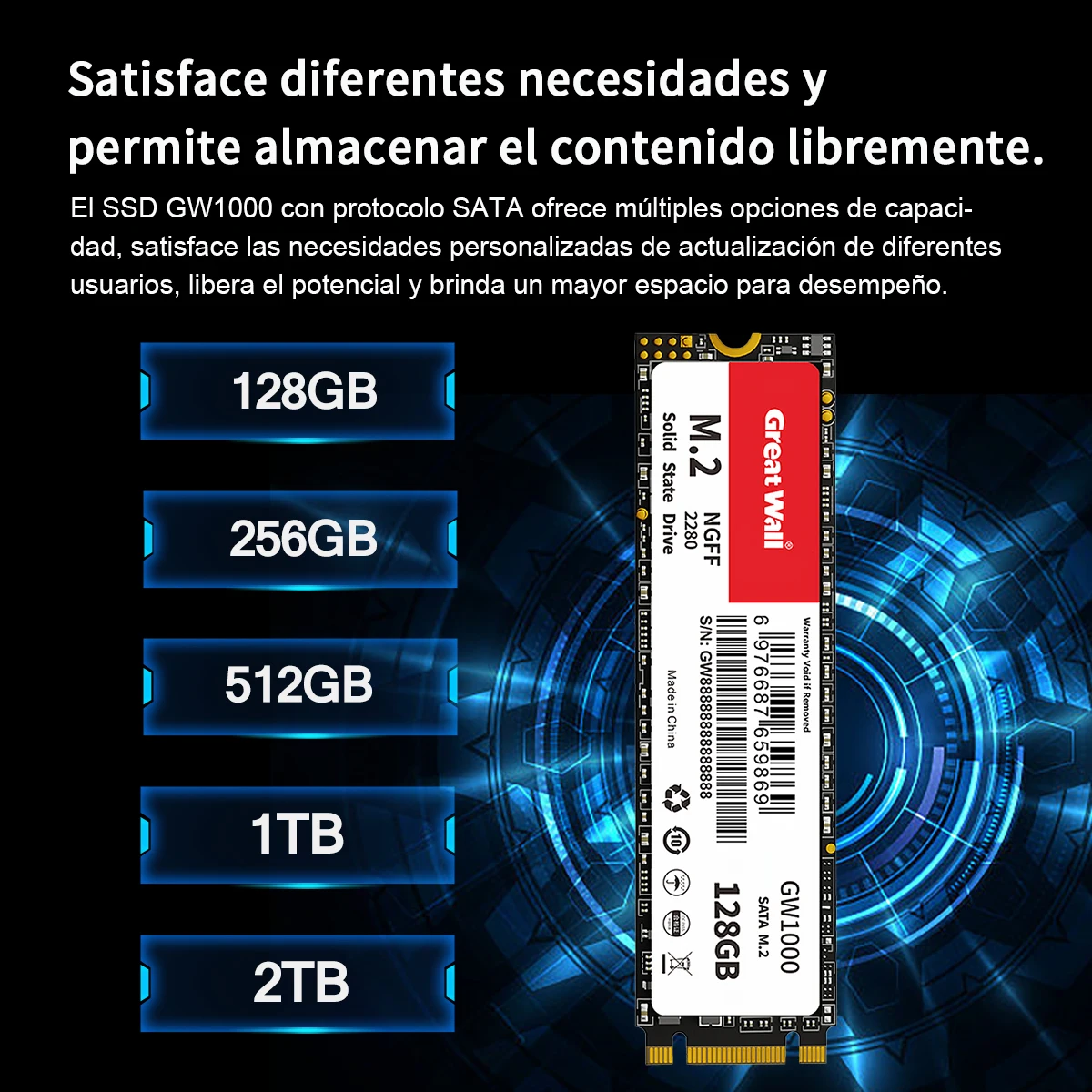 Great Wall M.2 SSD SATAIII Hard Drive 128GB 256GB 512GB 1TB 2TB Disk HDD 2280 NGFF M2 SATA for Laptop Desktop