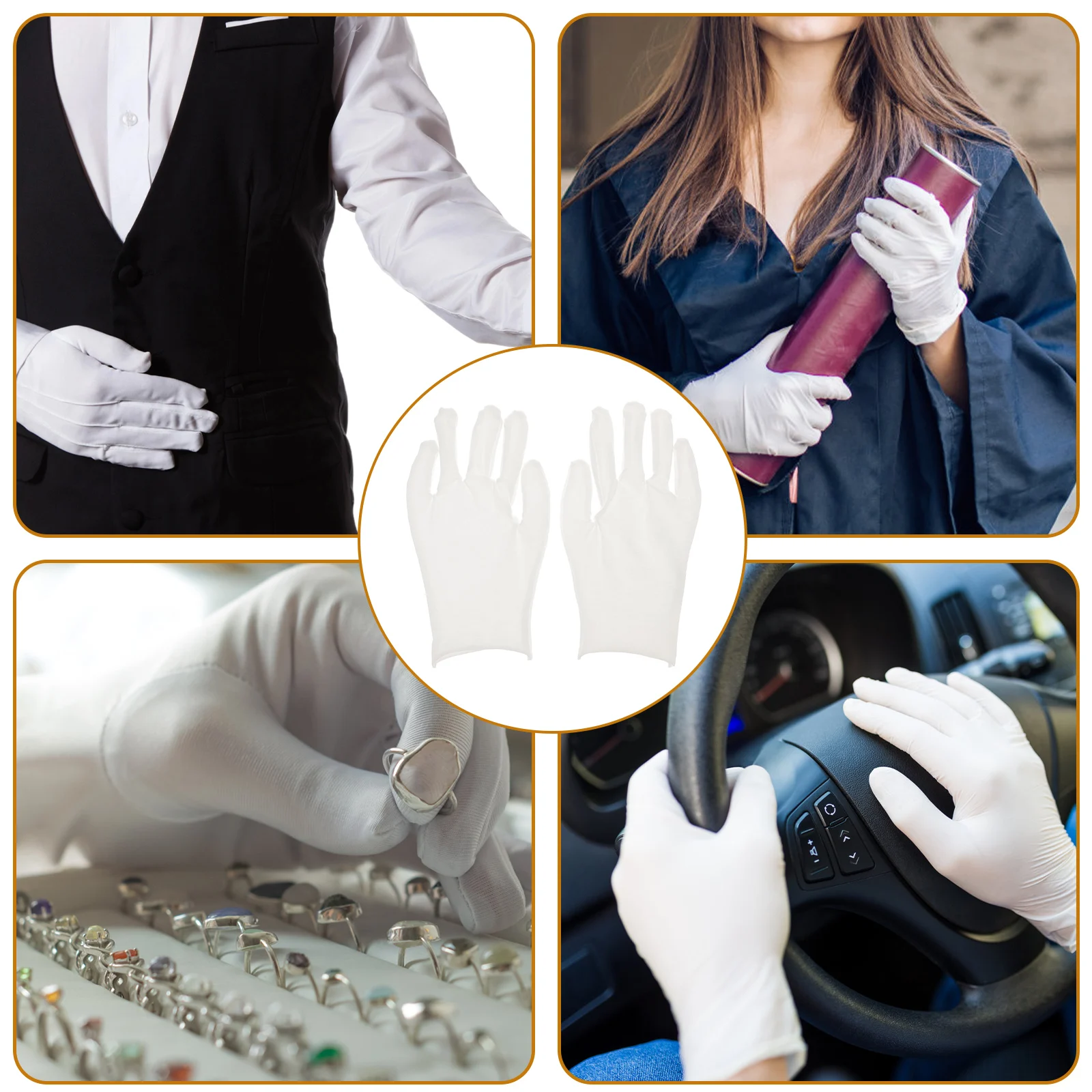 

12 Pair Jewelry Inspection Gloves White Cotton Safety Moisturizing Easy Clean Work