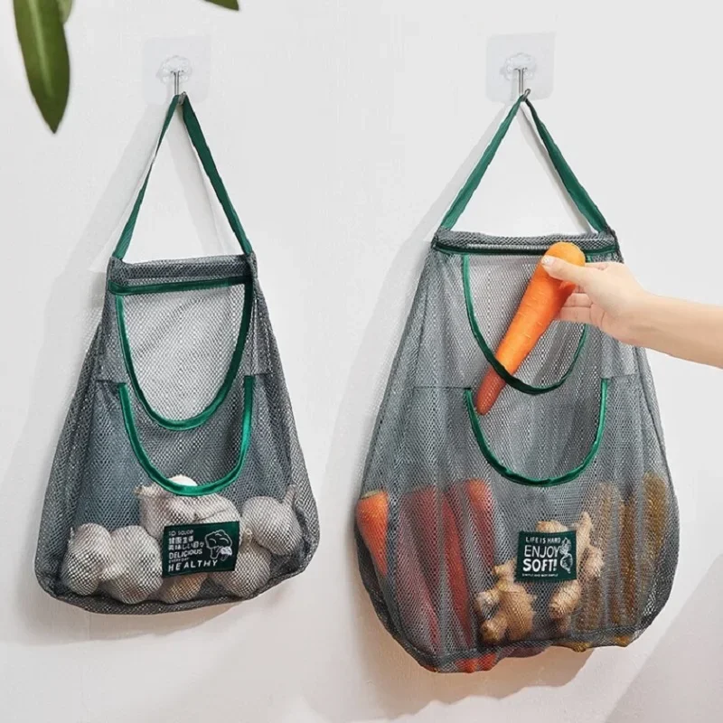 1PC Kitchen Hanging Mesh Bag Reusable Storage Bags Home Fruit and Vegetable Storage Net Bag for Ginger Garlic Potatoes Onions