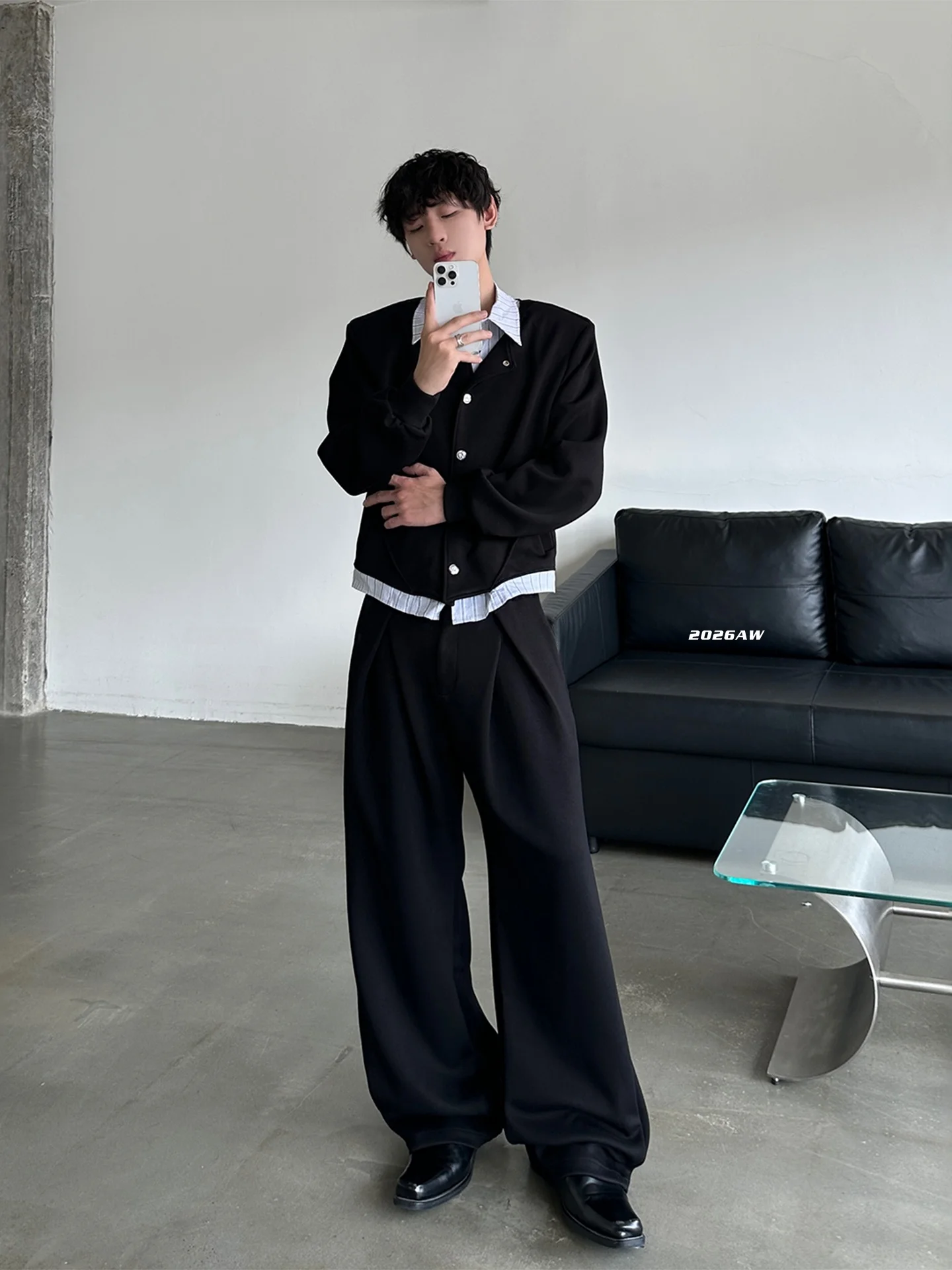 Casual Long Sleeve Plaid Shirt And Straight Leg Pants Set for Teens Autumn Fashion Outfit Straight Cut Slim Fit Male Ensemble