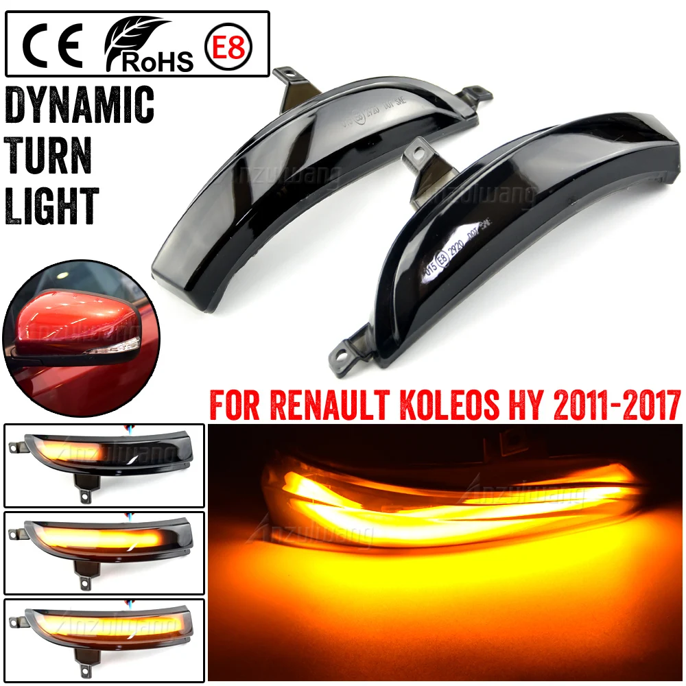 2pcs Dynamic Turn Signal Light LED Side Rearview Mirror Sequential Indicator Fit For Renault Koleos HY 2011-2017 Facelift Model