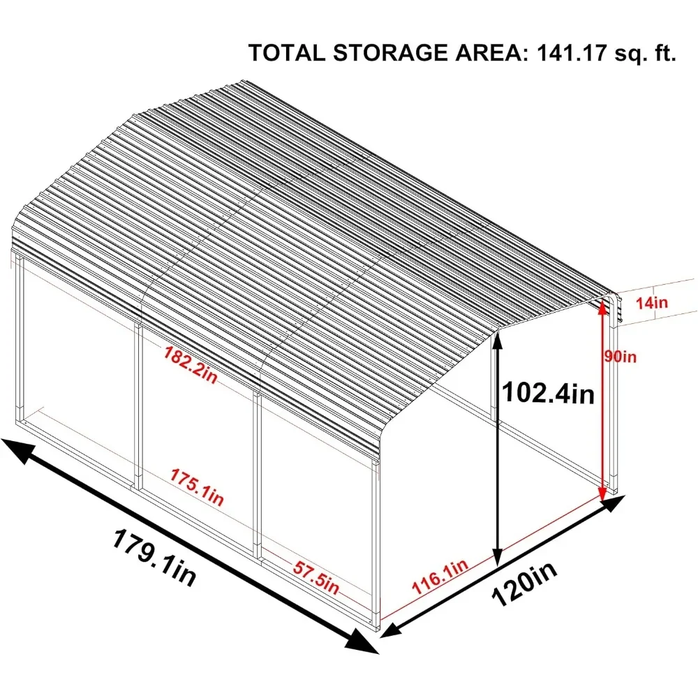 Metal Carport, Heavy Duty Carport Kit for Outdoor, Garage Car Shelter Shade with Galvanized Roof, Frame & Bolts for Car