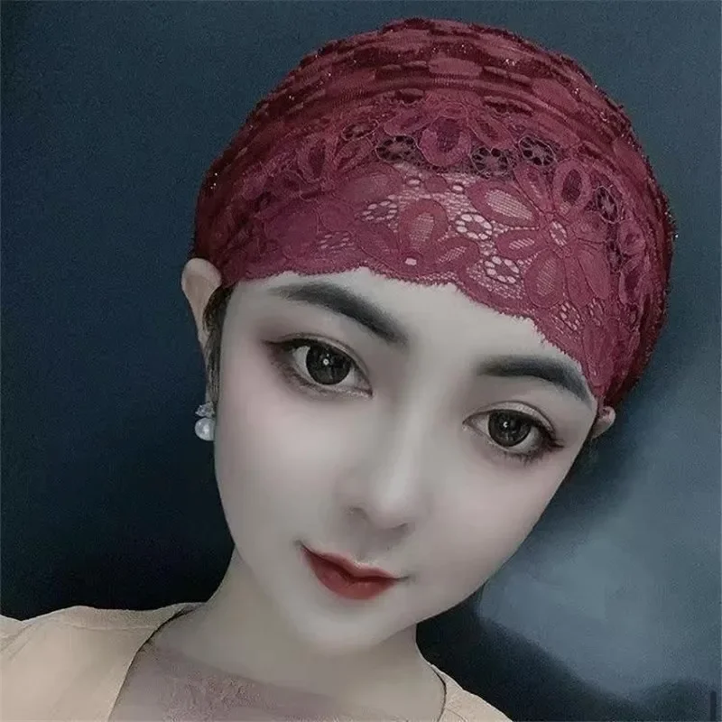 

Lace Inner Hijab Cap for Muslim Women's Under Scarf Bonnet Summer Breathable Under Hijab Hats