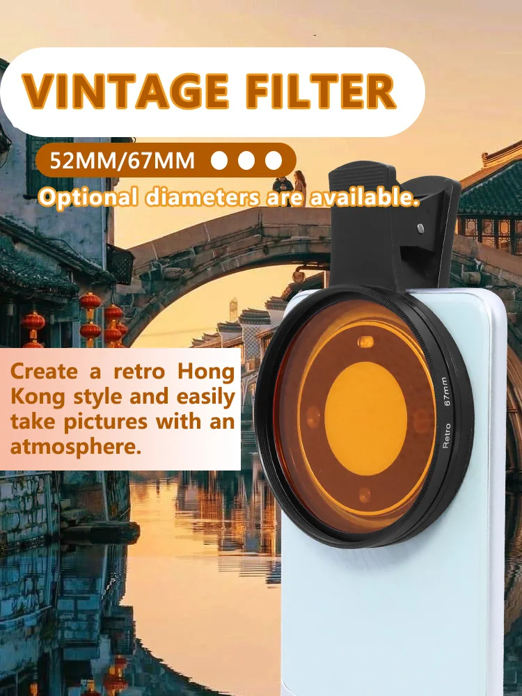 

HD phone retro filter, old photos turning yellow, nostalgic film effect filter, size 37 52 67