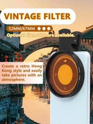 HD phone retro filter, old photos turning yellow, nostalgic film effect filter, size 37 52 67