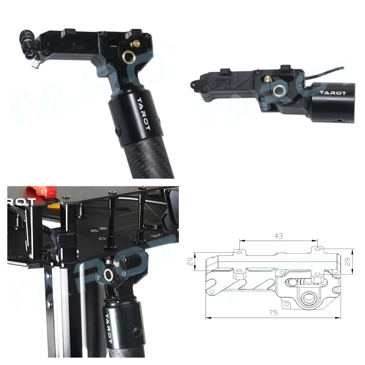 TAROT 25mm CNC ALL Metal Electric Retractable Landing Gear Skids DRIVER TL8X003 for TL8X001 TL6X001 TL4X001