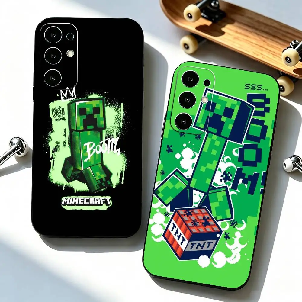 Game M-Minecrafts Creeper  Phone Case Black Silicone Soft For Samsung S25,S24,S21,S22,S23,S30,Ultra,S20,Plus,Fe,Lite