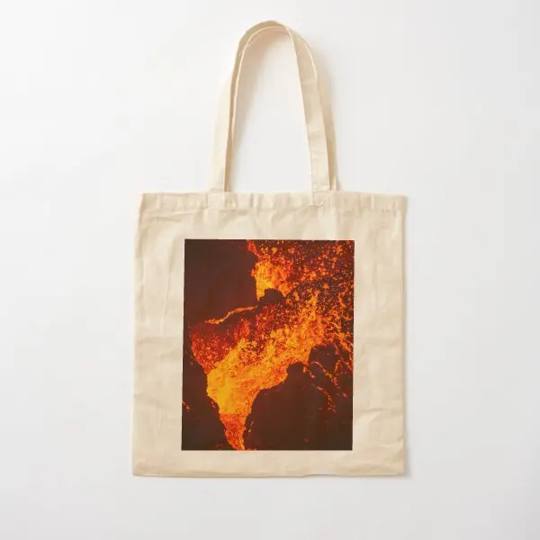 Volcano Crater Night Iceland April 20Th  Canvas Bag Shopper Reusable Tote Shoulder Bag Unisex Fabric Designer Grocery Printed