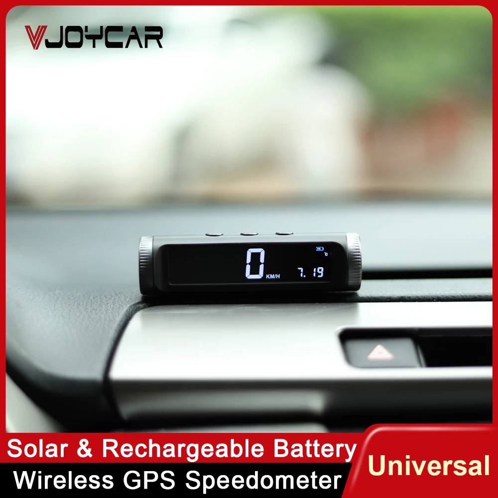 Vjoycar 2023 Inovative Wireless Solar-power GPS HUD Speedometer Digital Display KMH MPH Electronic Clock for Car Accessories