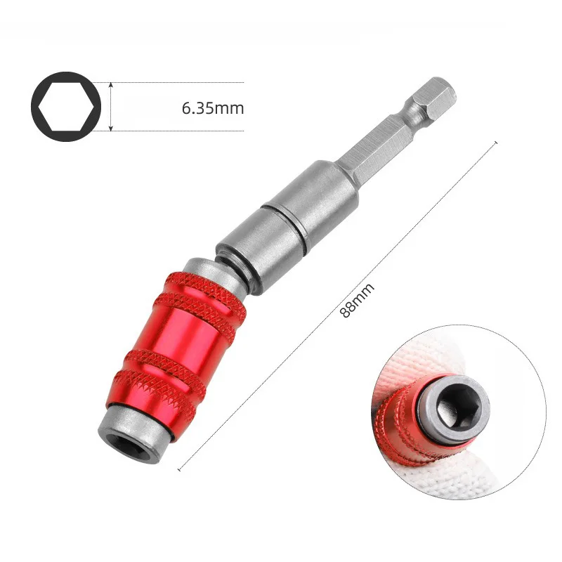 Hexagonal Shank Bit Extended Self-locking Connecting Rod Drill Splicer Socket 360° Swivel Magnetic Quick Bit Angle Adapter