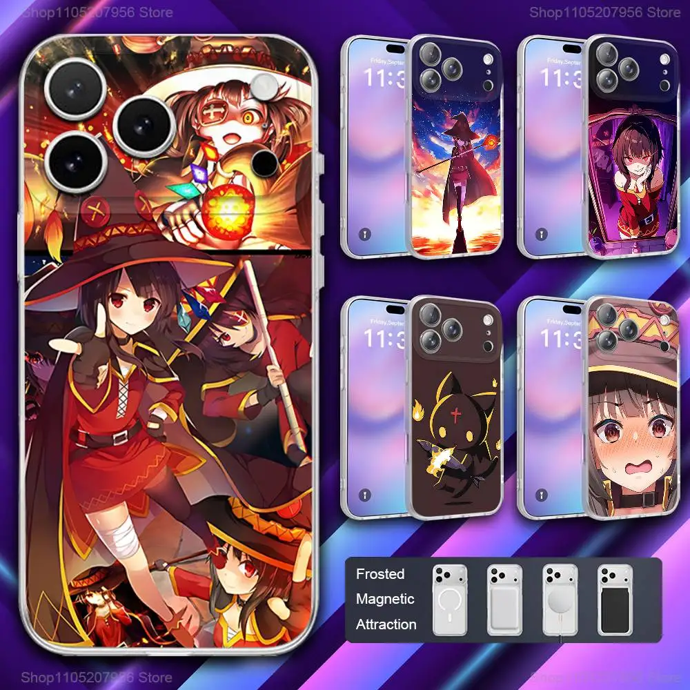 Bonito m-megumin anime para iphone 11,12,15,14,13,17,16, pro, plus, e, max, air, mini capa magnética fosca para telefone
