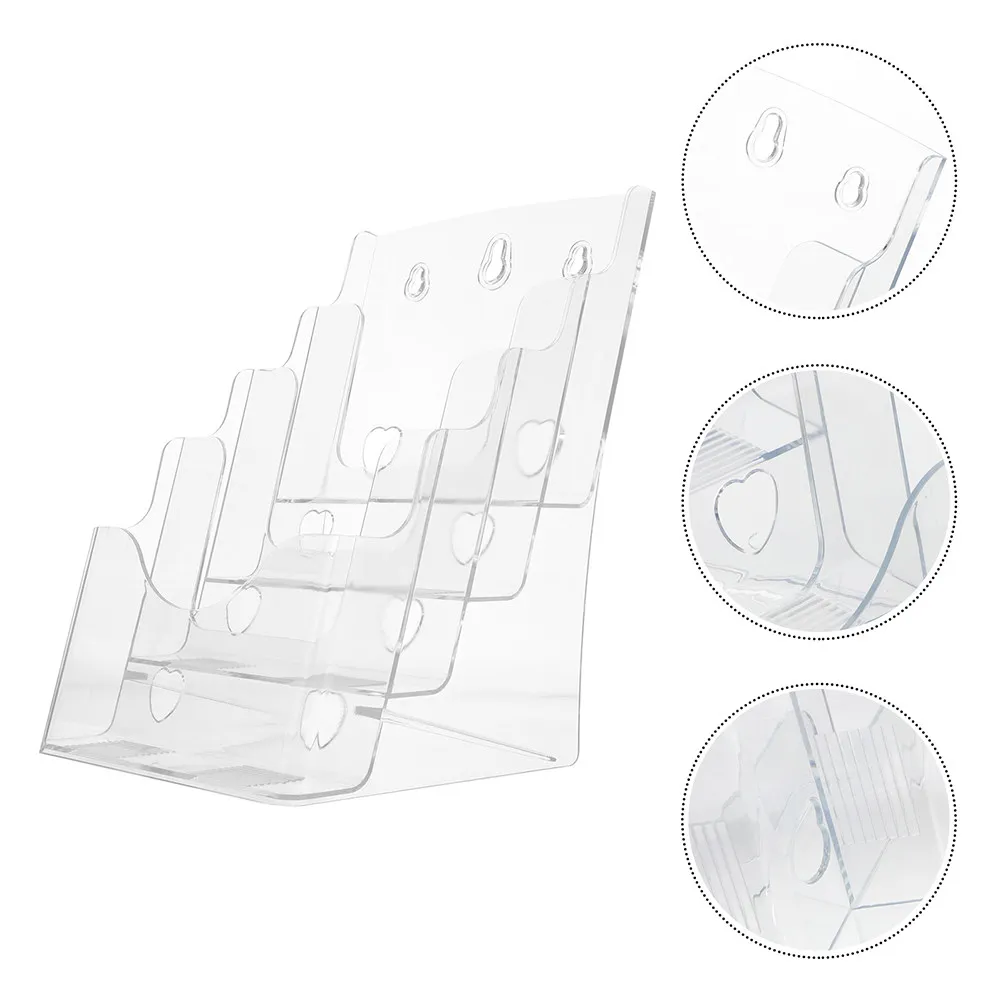 2Pcs A5 4-Tier Plastic Pamphlet Display Stand Clear Brochure Holder for Office Home Literature Organization Magazine Flyer Paper