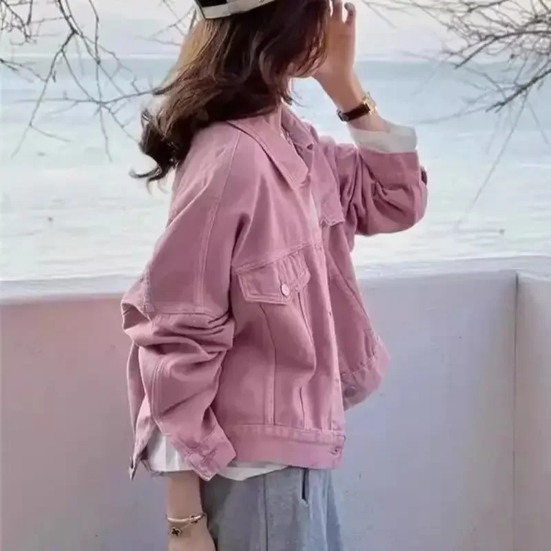 

Denim Jacket Women Short Spring 2024 New Loose Korean Loose Versatile Washed Cotton Retro Style Small Top Solid Color Commuting