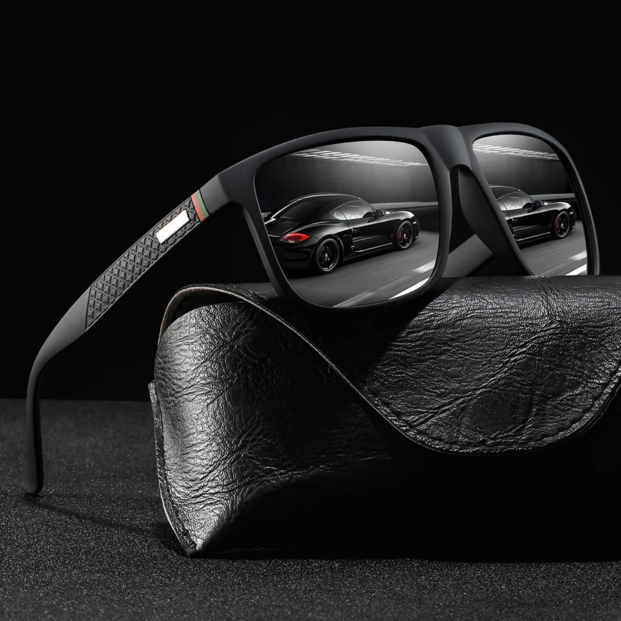 Occhiali da sole quadrati alla moda UV400 Uomo Donna Guida Pesca Occhiali da esterno leggeri e alla moda colorati