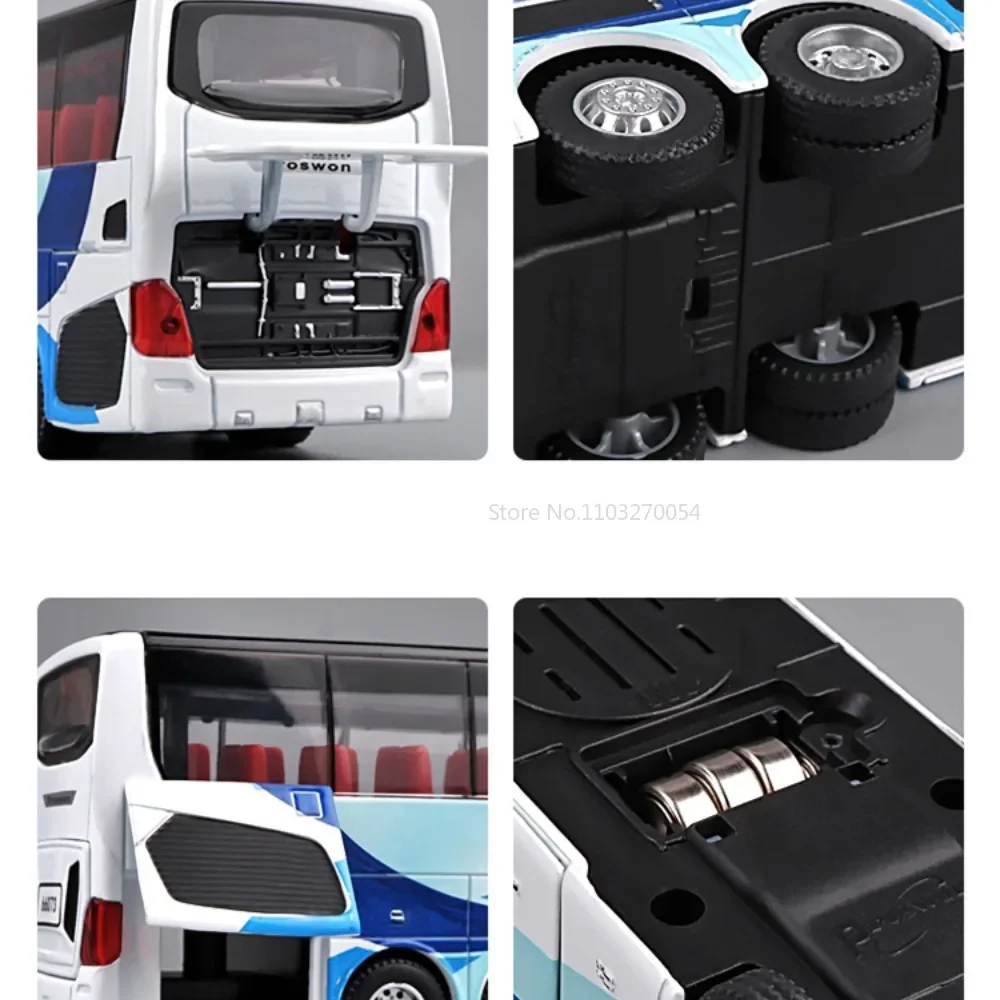 1/32 Legering Single-layer Bus Auto Model Speelgoed Diecast Simulatie Metalen Business Bus Voertuig Geluid Licht Trek kinderen Gift Speelgoed