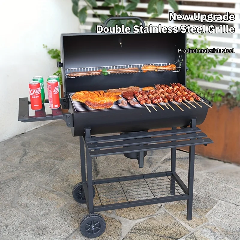 شواية فحم محمولة قابلة للطي من الفولاذ المقاوم للصدأ، مثالية للسفر، شواية في الفناء الخلفي، شواية خارجية، شواية للتخييم، شواية شواء #4