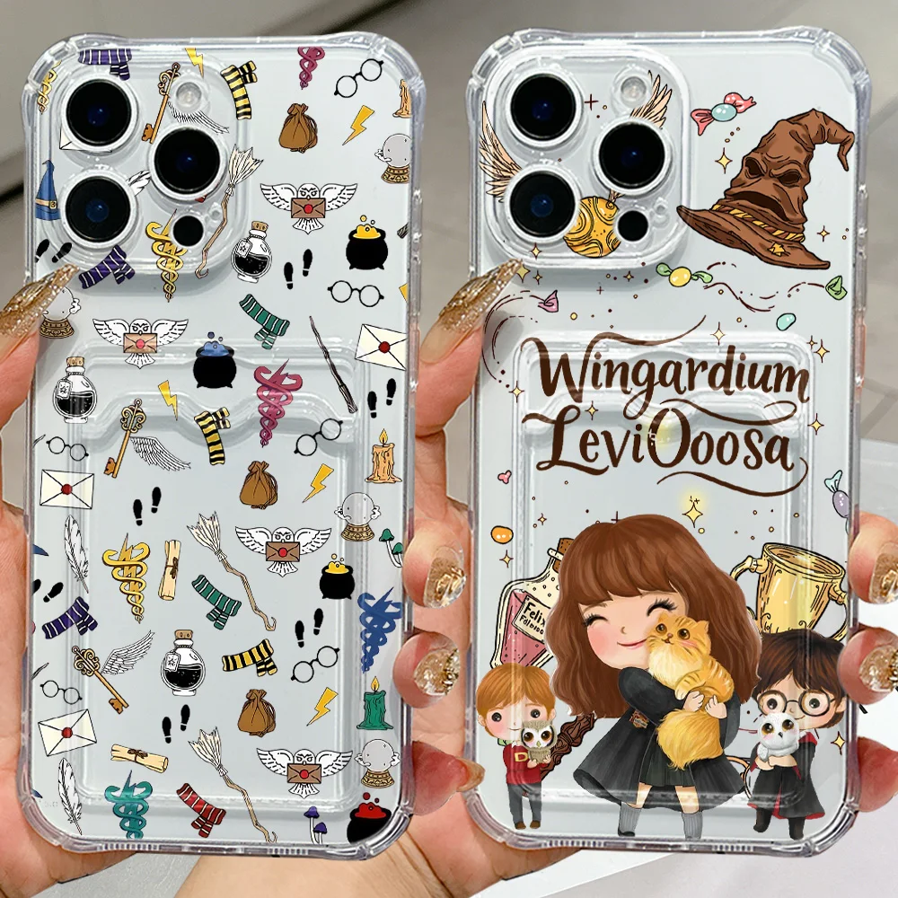 Funda para teléfono Potters Wand Harries Card Hold para Xiaomi 13 12 12T 11 Lite Poco M5 M4 X5 X4 X3 Pro NFC 4G 5G, funda transparente anticaída