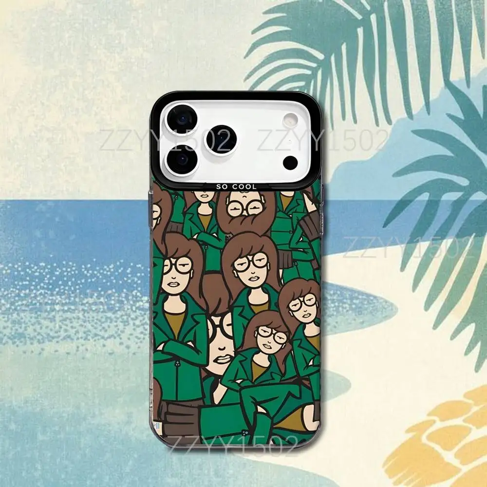 Etui na telefon Cartoon D-Daria do iPhone'a 17, 16, 15, 14, 13, 12, X, 8, Pro, Max, Plus, SE4, Air, Mini HD Black IMD Matte